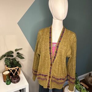 Vintage Episode Alpaca Wool Blend Cardigan Fair Isle Knit Cottagecore/Boho Sz M